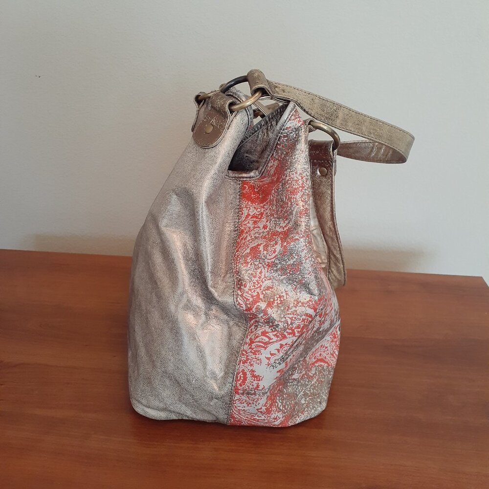 Jasper & Jerra Leather Metallic Print Bag - Picture 5 of 15